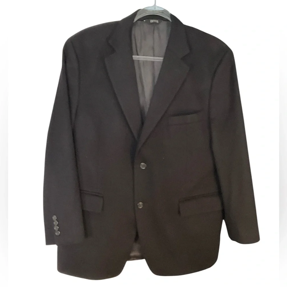 Pavone Men's Black 2 Button 100% Pure Cashmere Blazer Size 42 Short